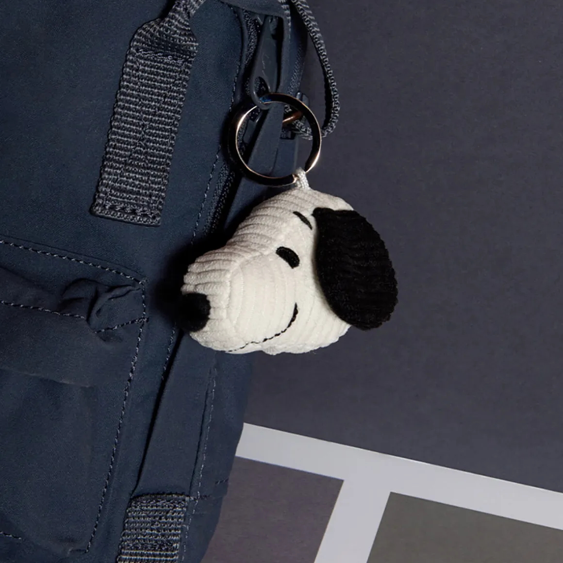 Snoopy Corduroy Keyring in Cream (4.5cm) by Bon Ton Toys