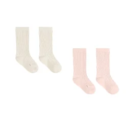 Socks Set in Bubblegum / Ivory by Quincy Mae