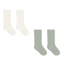 Socks Set in Natural / Sage by Quincy Mae