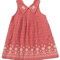Sofia Dress in Coral Cross Stitch by Lali