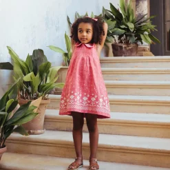 Sofia Dress in Coral Cross Stitch by Lali