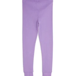Solid Rib Leggings in Purple by Mini Rodini