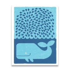 Splashing Whale Mini Greetings Card by Lisa Jones Studio
