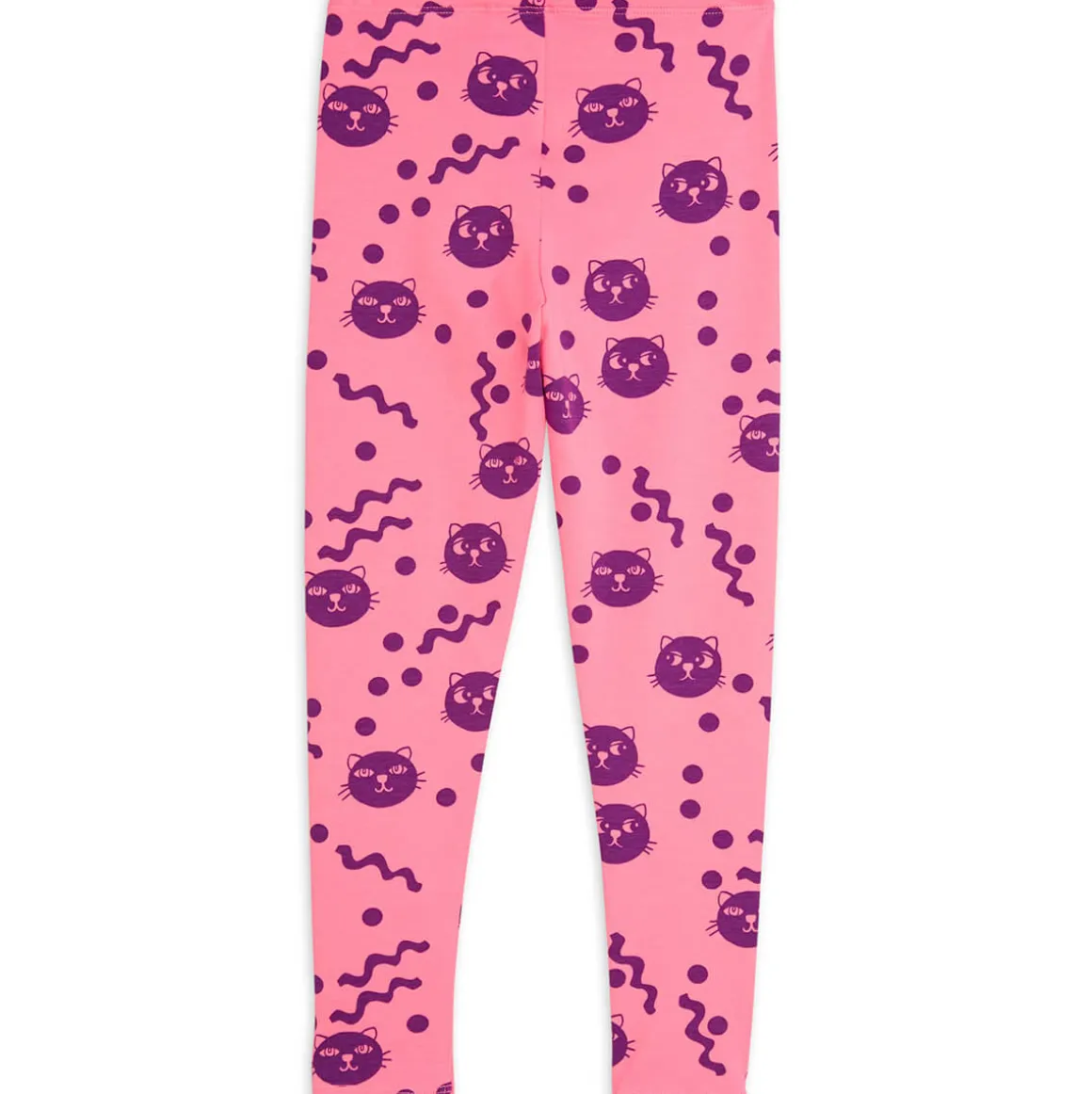 Squiggly Cat Leggings in Pink by Mini Rodini