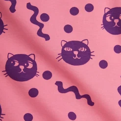 Squiggly Cats Long Sleeve Dress in Pink by Mini Rodini