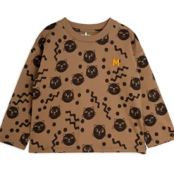 Squiggly Cats Long Sleeve T Shirt in Brown by Mini Rodini