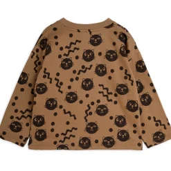 Squiggly Cats Long Sleeve T Shirt in Brown by Mini Rodini