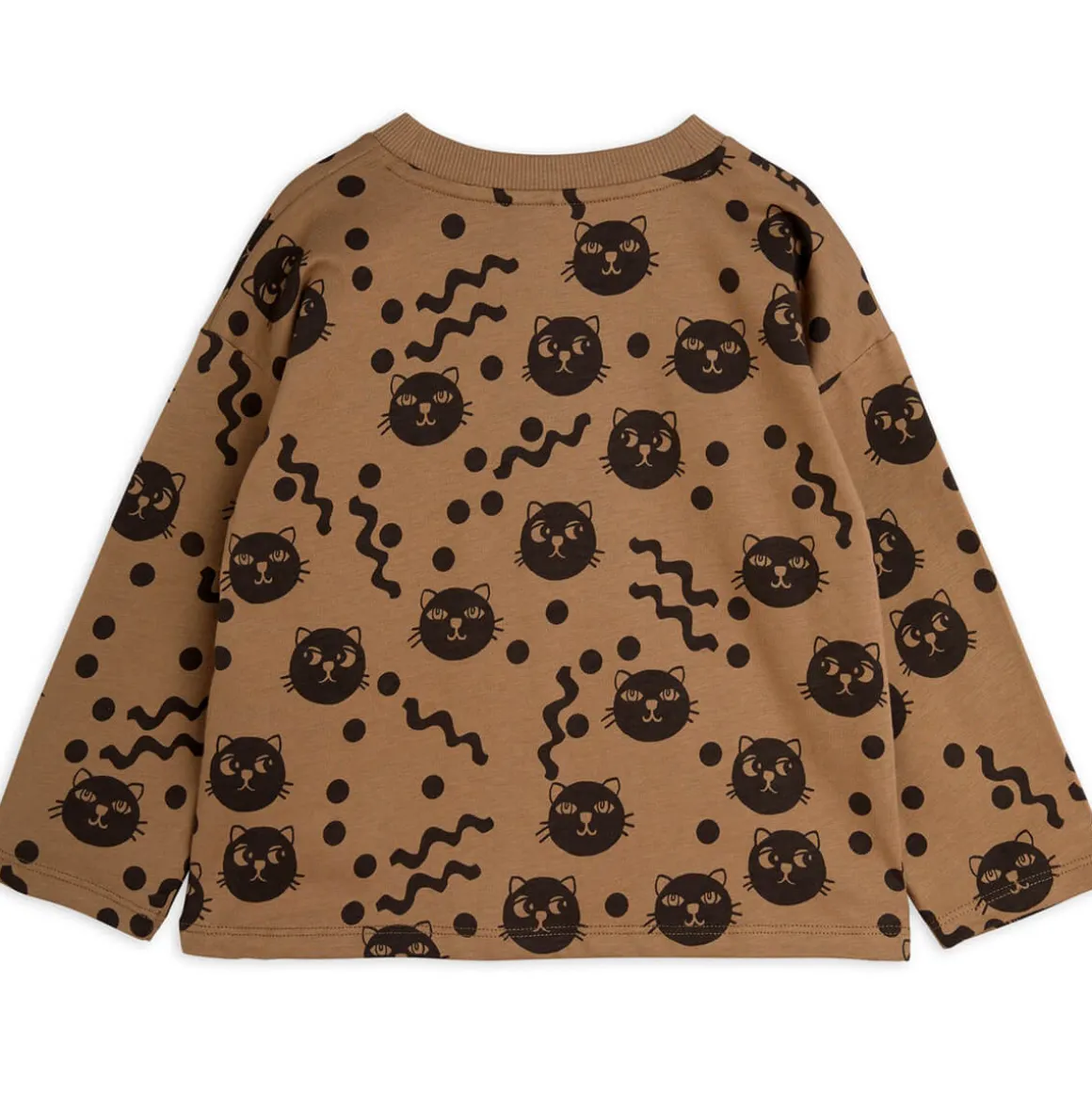 Squiggly Cats Long Sleeve T Shirt in Brown by Mini Rodini