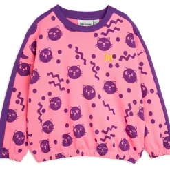 Squiggly Cats Sweatshirt in Pink by Mini Rodini