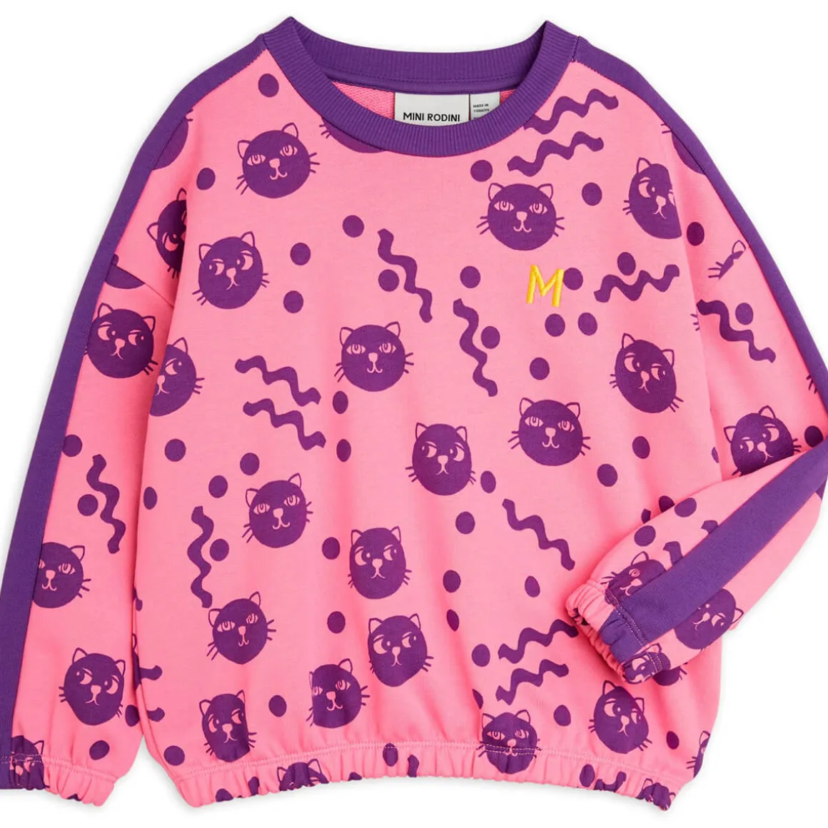 Squiggly Cats Sweatshirt in Pink by Mini Rodini