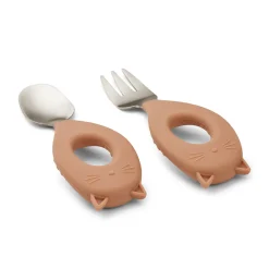 Stanley Baby Cutlery in Cat / Tuscany Rose by Liewood
