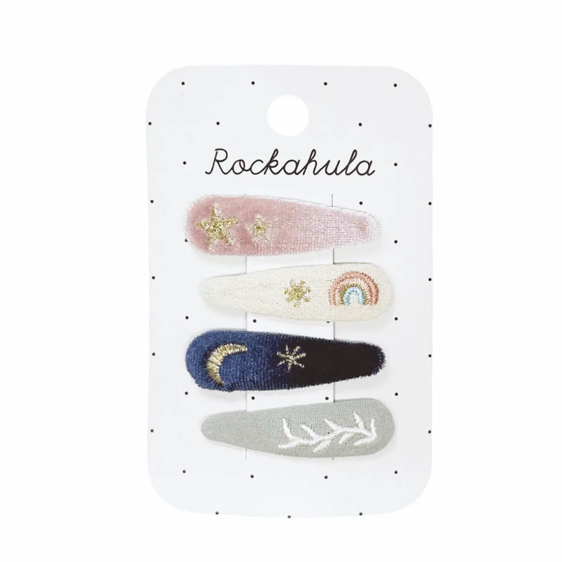 Starry Skies Embroidered Hair Clip Set in Pink by Rockahula