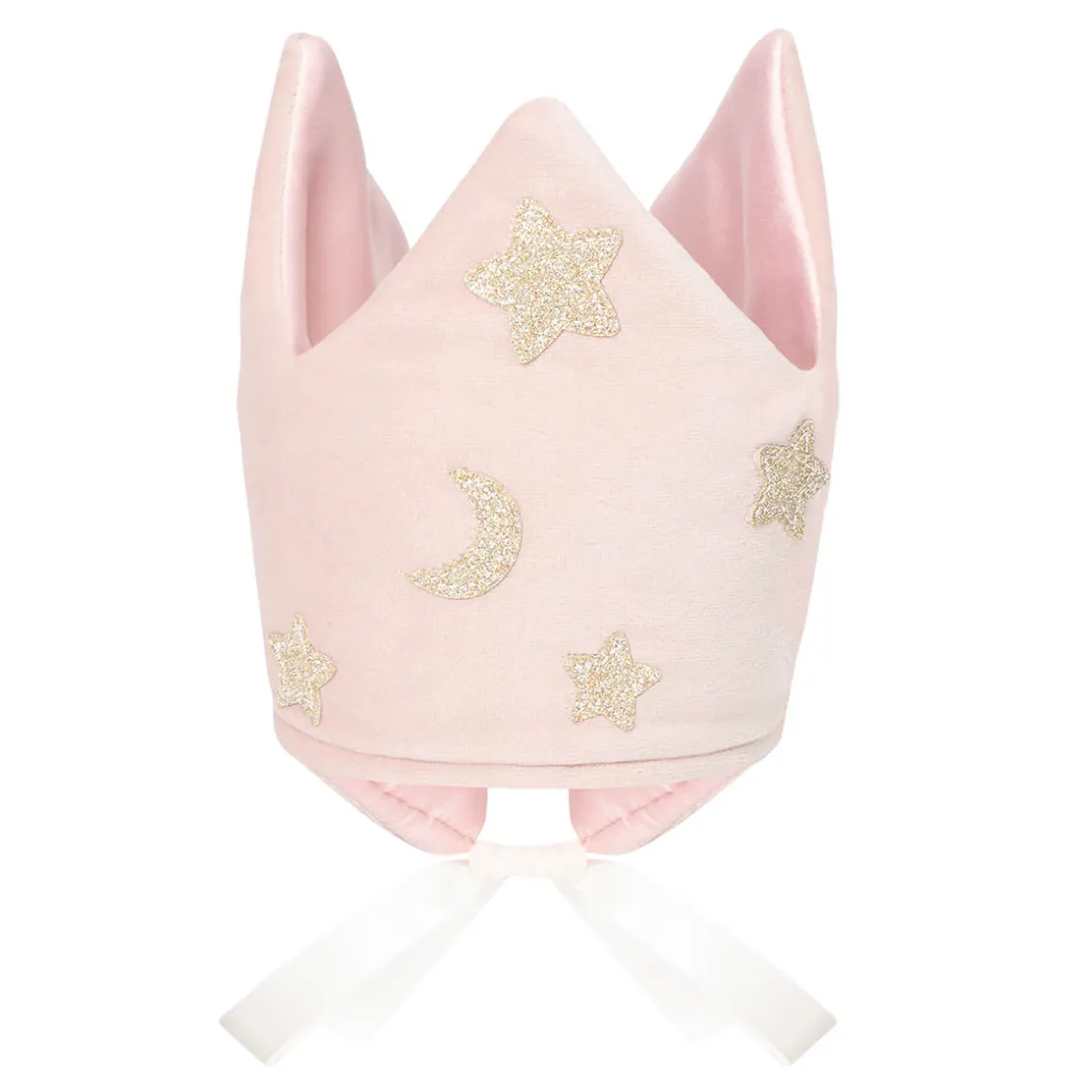 Stars And Moon Velvet Crown in Pink by Mimi & Lula