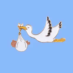 Stork Enamel Pin Badge in Black by Coucou Suzette