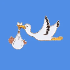 Stork Enamel Pin Badge in Black by Coucou Suzette