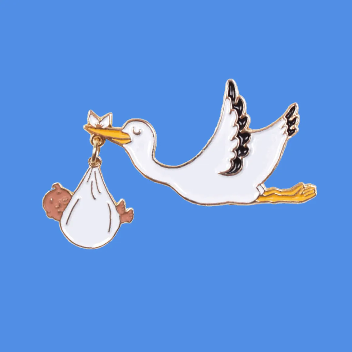 Stork Enamel Pin Badge in Black by Coucou Suzette