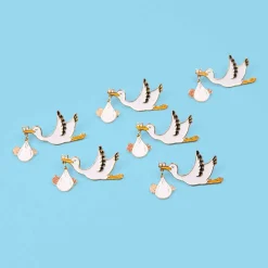 Stork Enamel Pin Badge in White by Coucou Suzette