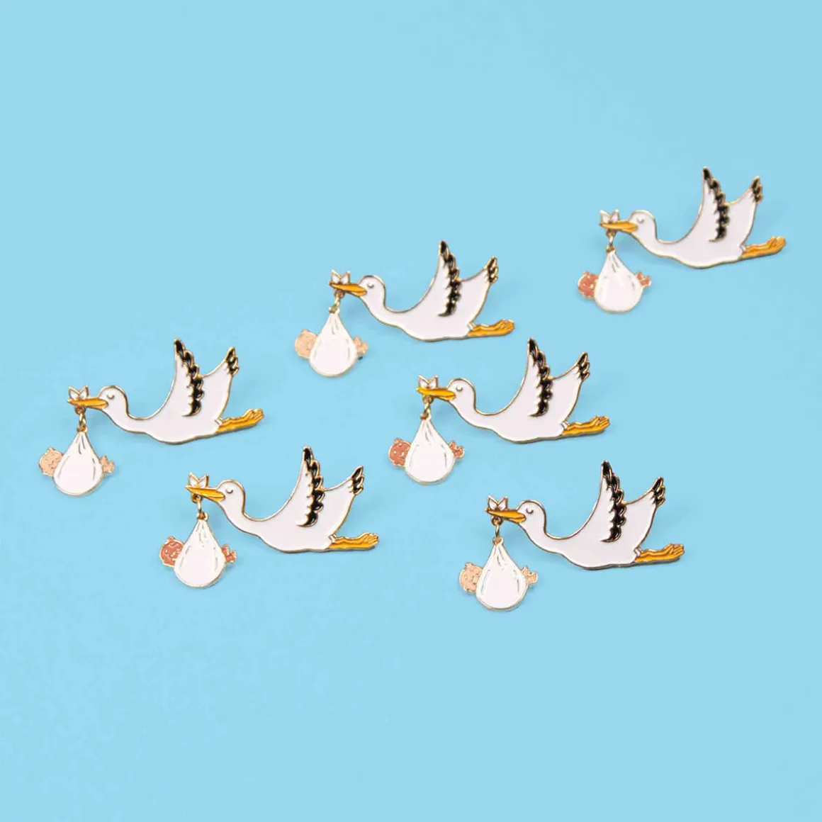 Stork Enamel Pin Badge in White by Coucou Suzette