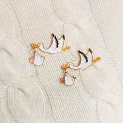 Stork Enamel Pin Badge in White by Coucou Suzette