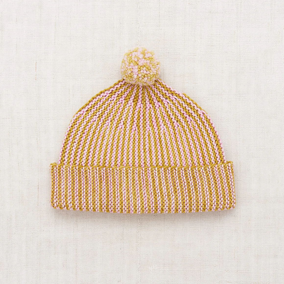 Strata Garter Hat in Citron by Misha & Puff