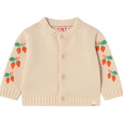 Strawberries Baby Cardigan in Light Cream by Tinycottons