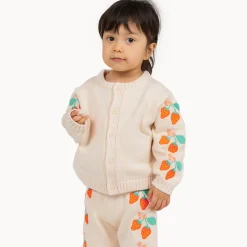 Strawberries Baby Cardigan in Light Cream by Tinycottons