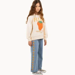 Strawberries Embroidered Jeans in Light Blue Denim by Tinycottons