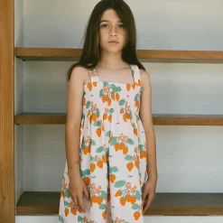 Strawberries Woven Dress in Pastel Pink by Tinycottons