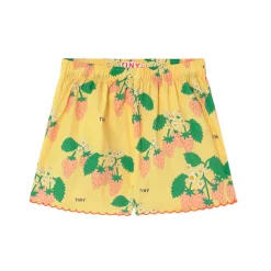 Strawberries Woven Short in Mellow Yellow by Tinycottons