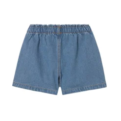 Strawberries Woven Shorts in Light Blue Denim by Tinycottons