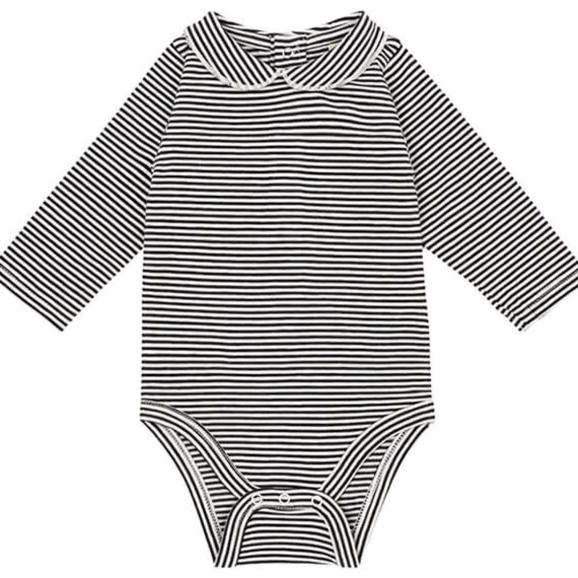 Striped Baby Bodysuit with Collar in Nearly Black by Gray Label - Last Ones In Stock - 0-12 Months