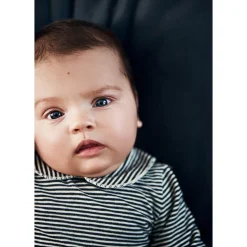 Striped Baby Bodysuit with Collar in Nearly Black by Gray Label - Last Ones In Stock - 0-12 Months
