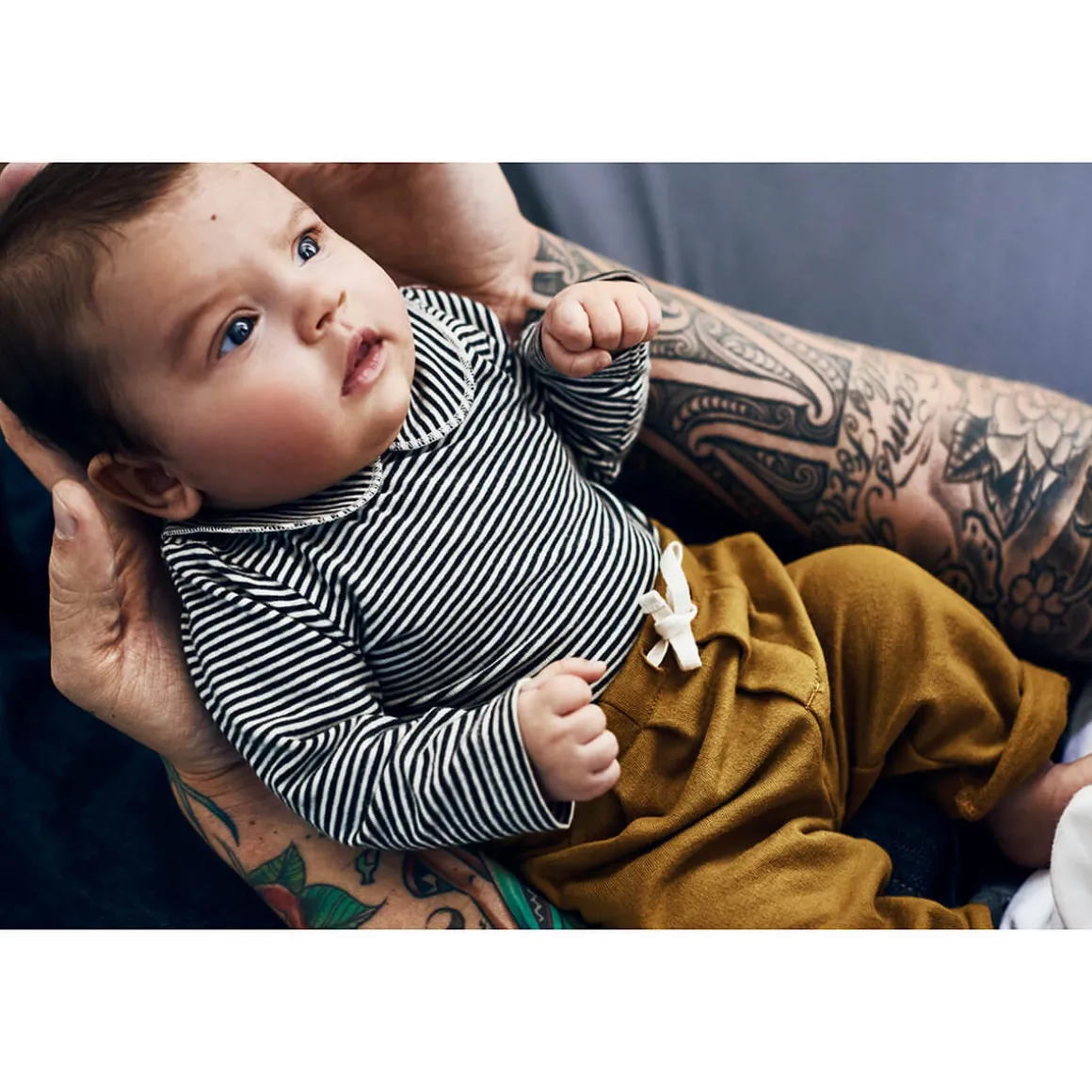 Striped Baby Bodysuit with Collar in Nearly Black by Gray Label - Last Ones In Stock - 0-12 Months