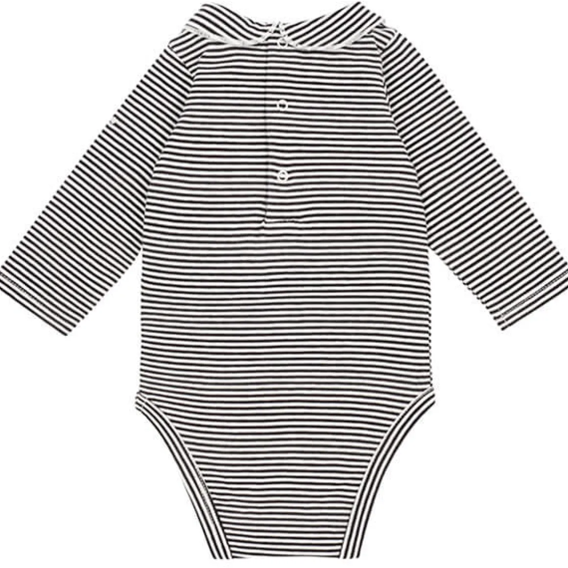 Striped Baby Bodysuit with Collar in Nearly Black by Gray Label - Last Ones In Stock - 0-12 Months