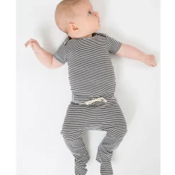 Striped Baby Footies in Nearly Black by Gray Label - Last Ones In Stock - 0-12 Months