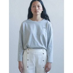 Striped Long Sleeve Tee in Denim Blue / Vanilla by The Tiny Big Sister