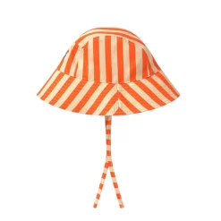 Stripes Bucket Hat in Vanilla/Summer Red by Tinycottons