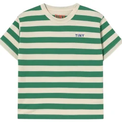 Stripes Tee in Dark Emerald/Light Cream by Tinycottons