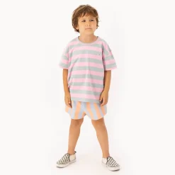 Stripes Tee in Pink and Grey by Tinycottons