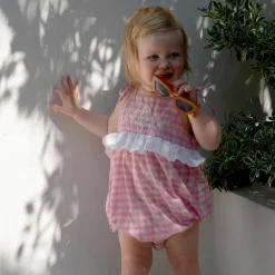 Summer Flora Romper in Pink Picnic Plaid by Lali - Last Ones In Stock - 12-24 Months