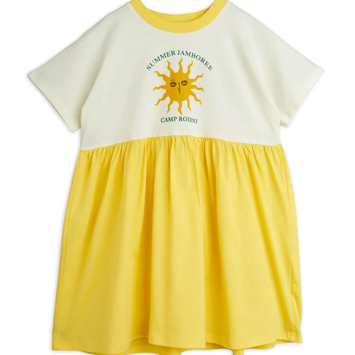 Sun Short Sleeve Dress in Off White / Yellow by Mini Rodini