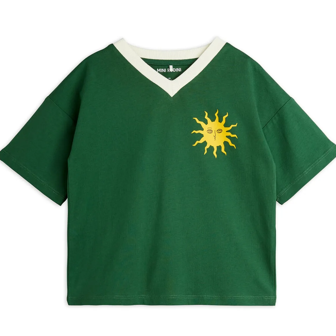 Sun V-Neck Tee in Green by Mini Rodini