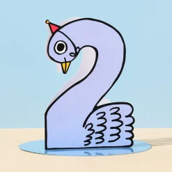 Swan 2nd Birthday Number Greetings Card by Alice Bowsher for Wrap