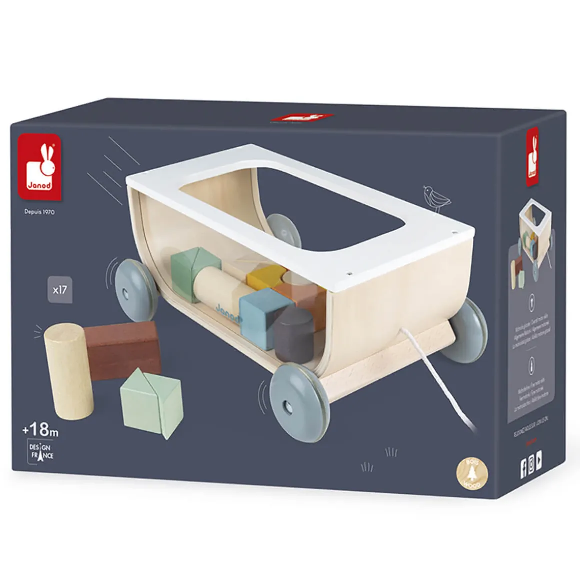 Sweet Cocoon Cart with Blocks by Janod