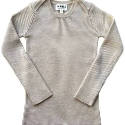 Sylfaen Skinny Rib Long Sleeve Top in Almond by Mabli - Last One In Stock - 6 Months