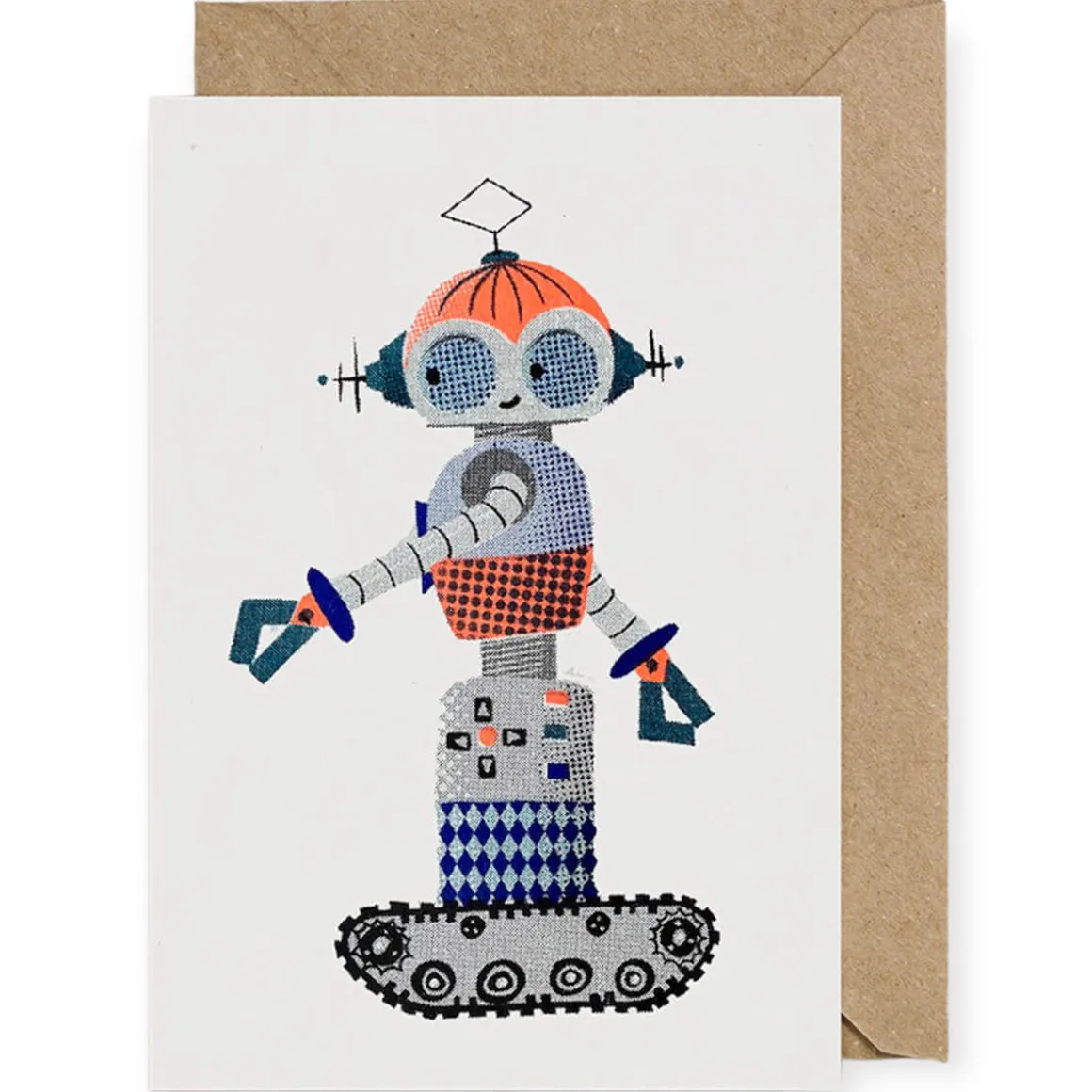 Tank Robot Greetings Card by Petra Boase