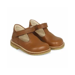 T Bar Starter Mary Janes in Cognac by Angulus