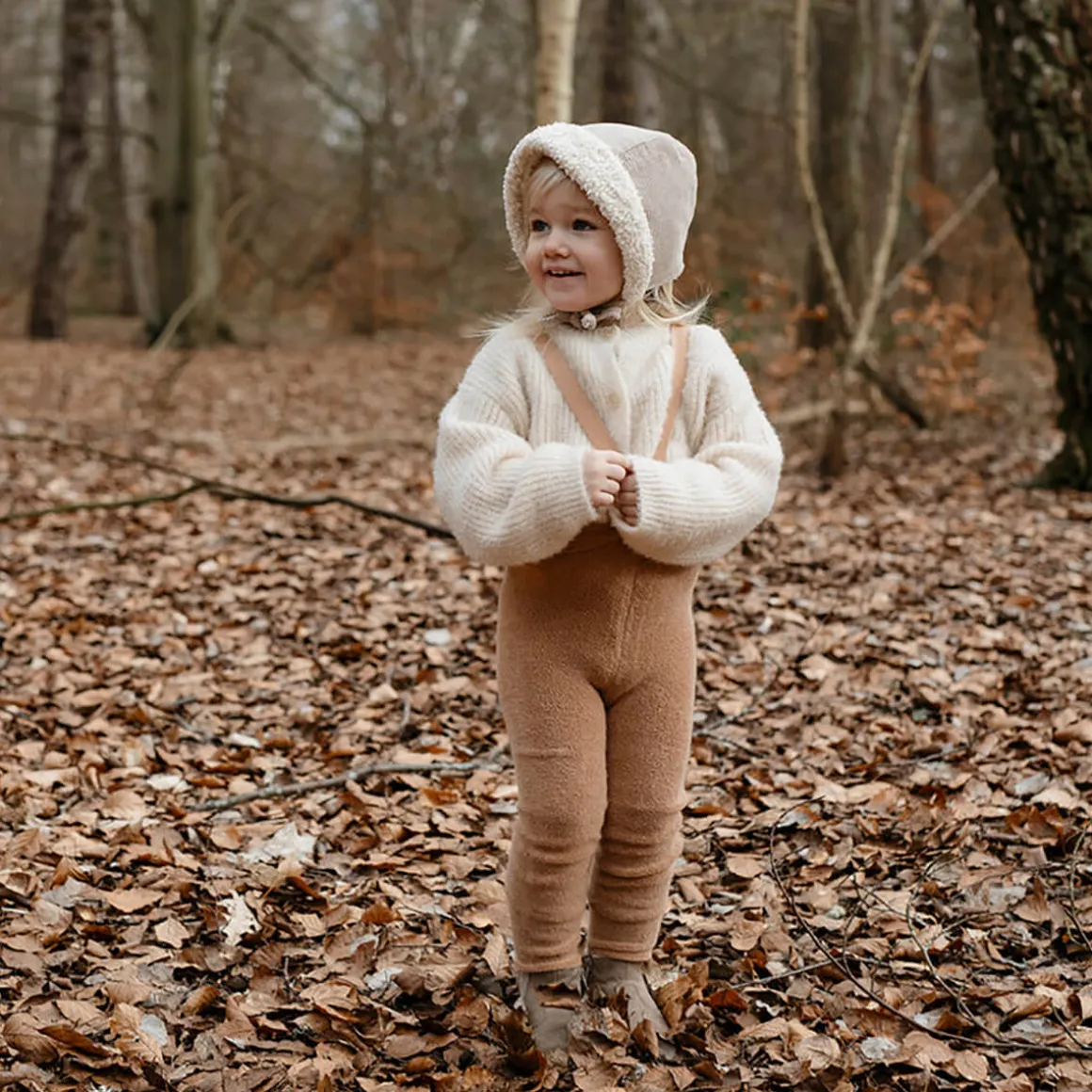 Teddy Warmy Footed Tights With Braces in Light Brown by Silly Silas