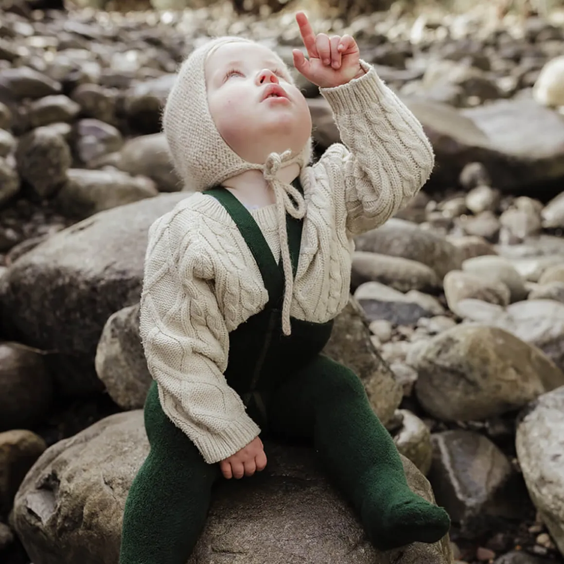 Teddy Warmy Footed Tights With Braces in Dark Forest Green by Silly Silas