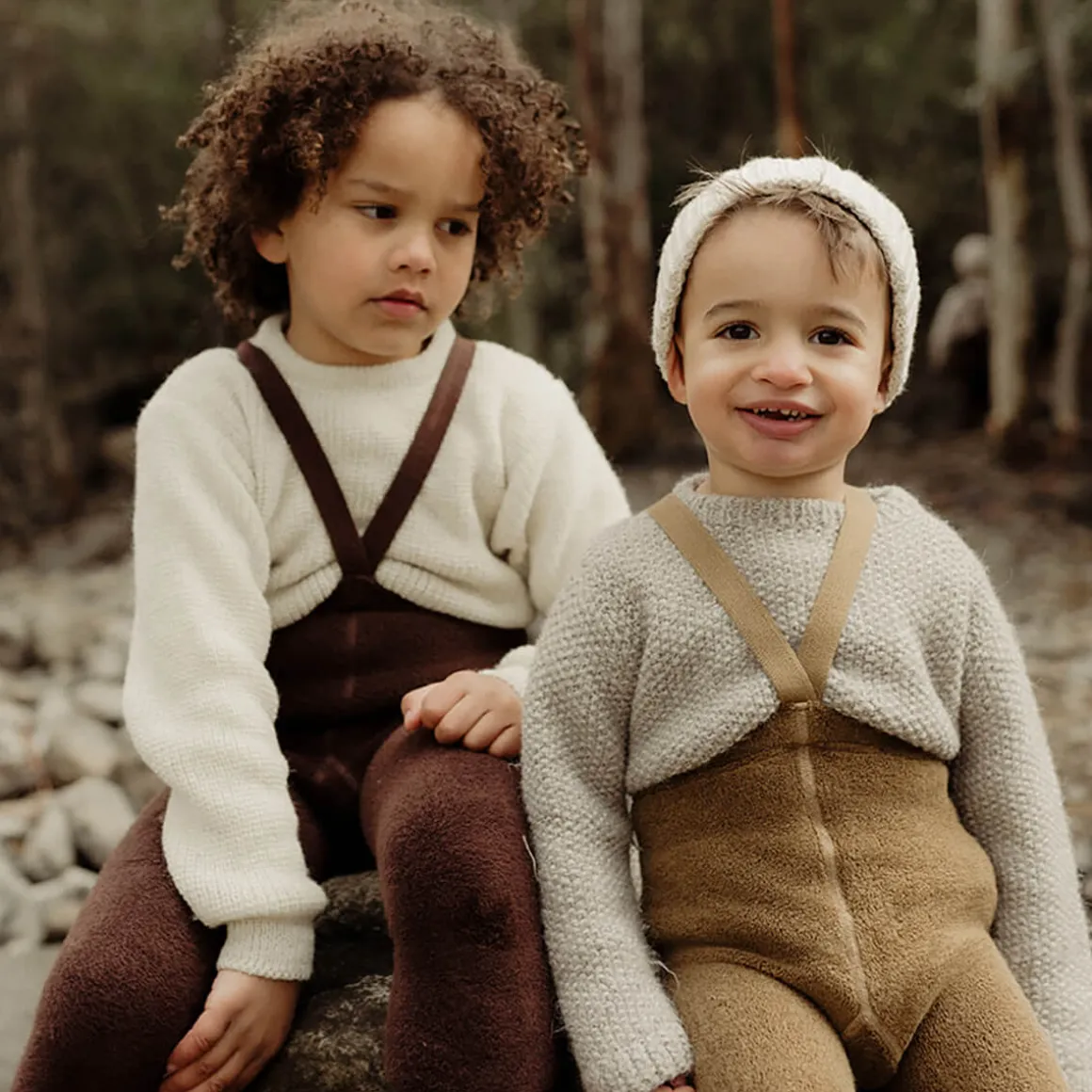 Teddy Warmy Footless Tights With Braces in Acorn Brown by Silly Silas